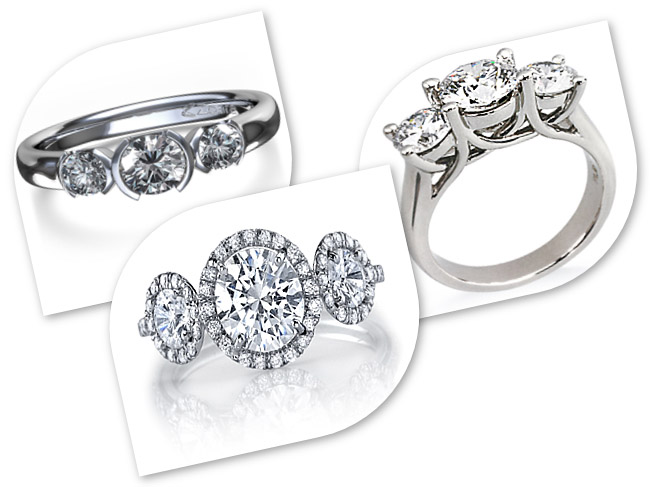 3 stone diamond rings equal size