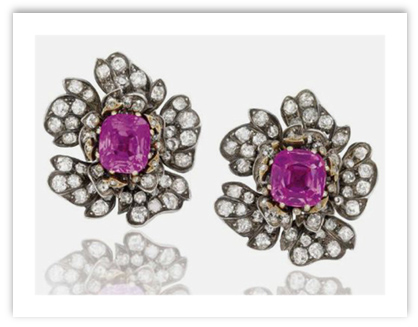 Antique Ruby Diamond Earrings