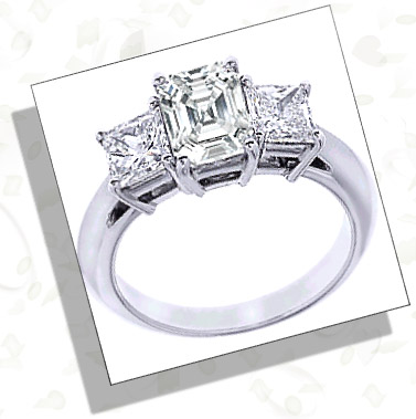 3 stone Asscher Cut Engagement Ring