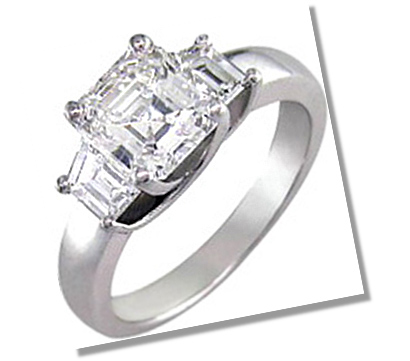 Asscher Diamond 3 stone setting