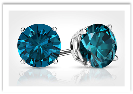 Blue Cushion Lab Grown Diamond Stud Earrings | Ouros Jewels