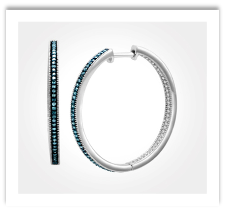Blue Diamond Hoop Earrings