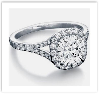 Cushion Cut Engagement Ring with split shank