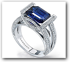 Contemporary Diamond and Sapphire Engagement Ring in White Gold