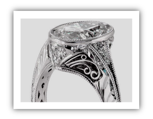 Edwardian Wedding Ring with Millegrain