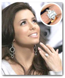 Eva Longoria with Emerald Diamond Ring