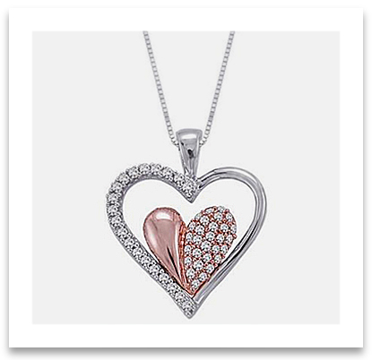 Two Tone Heart Pendant Necklace