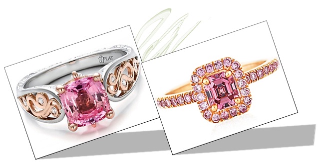 Pink Diamond Engagement Rings in two tone and pink gold