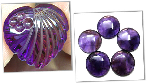 Carved and Cabochon amethyst