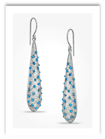 Blue Diamond Dangle Earrings