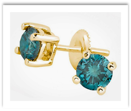 Blue Diamond Earrings in yellow gold
