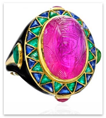 Cartier Engagement Ring with bold colored stones