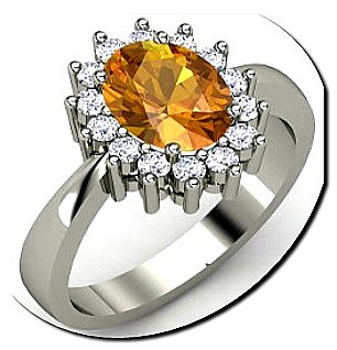 Citrine diamond engagement ring