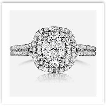Cushion Cut Engagement Ring with Double Band