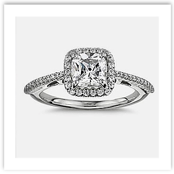 Cushion Cut Engagement Ring with thin band