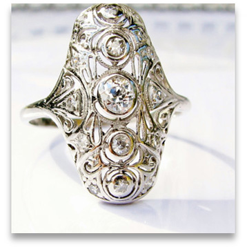 Art Deco style designer platinum engagement ring
