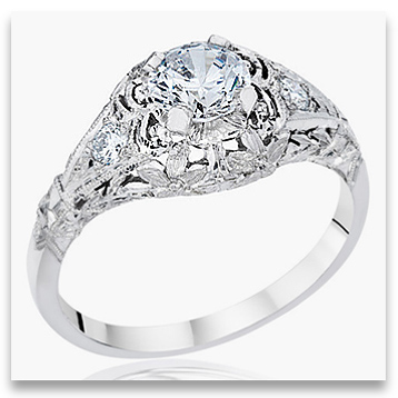 Vintage Designer Platinum Engagement Ring