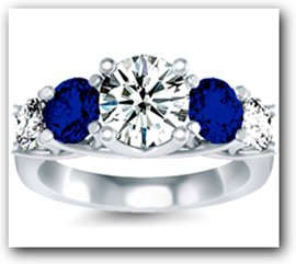 Diamond and Sapphire Engagement Ring in Prong Setting