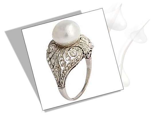 Edwardian Engagement Ring with diamond and pearl