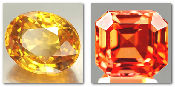 Yellow and Padparadscha sapphires