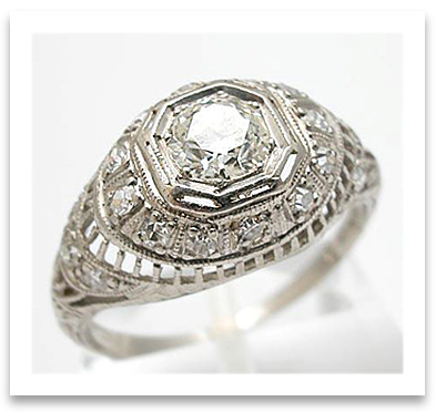 Platinum Filigree Engagement Ring