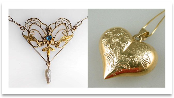 Antique Heart Pendant Necklaces