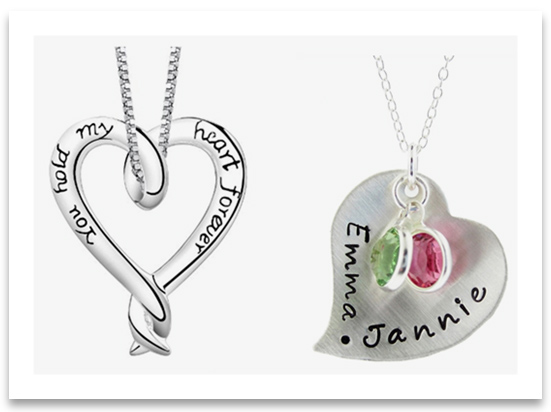 Engraved Heart Pendant Necklaces