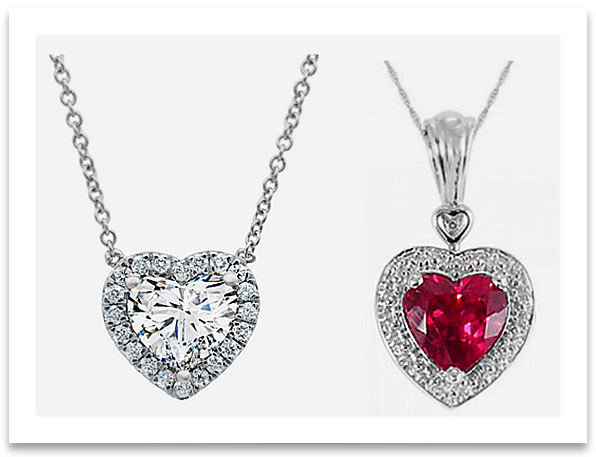 Solitaire Heart Pendant Necklaces