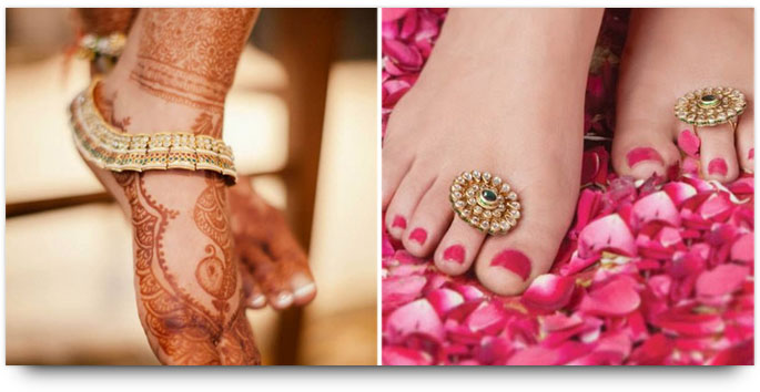 Indian Bridal Jewelry - Anklet and Toerings