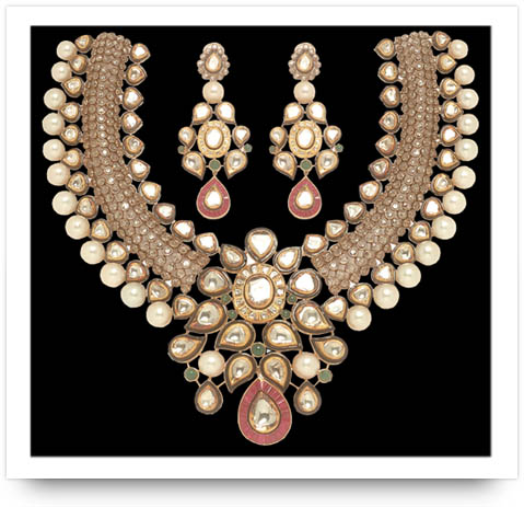 Kundan Ruby and Pearl Necklace Anmol Jewelers