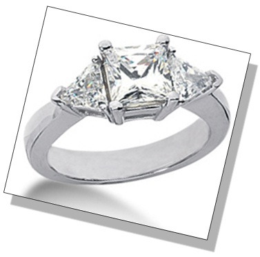 Princess Shaped Diamond 3 Stone Setting