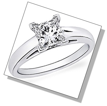 Princess Shaped Diamond with V-Prong Setting