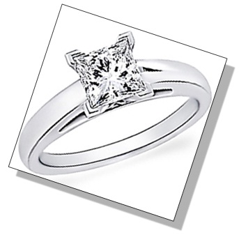 Princess Shaped Diamond with V-Prong Setting