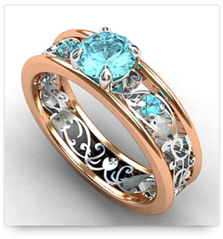 Rose Gold Engagement Ring with Aquamarine