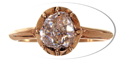 Rose Cut Round Diamond Engagement Ring