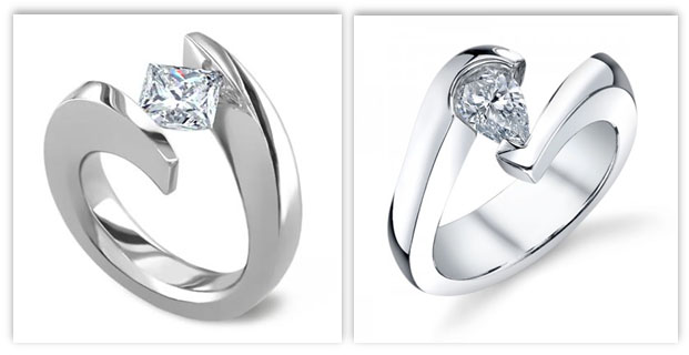 Fancy Shaped Tension Engagement Rings
