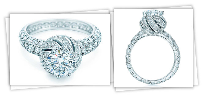 Flower bud inspired Tiffany engagement ring