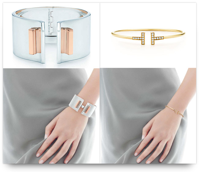 Tiffany T bold cuff and delicate bracelet