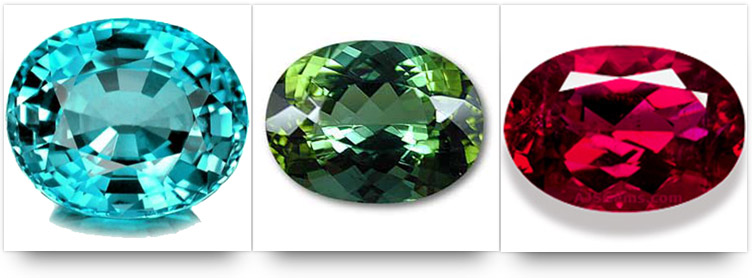 Paraiba, chrome and rubelite tourmaline