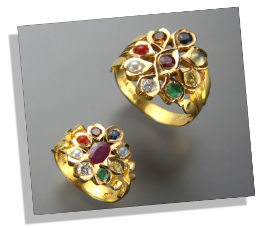 Traditional Indian Navratna Couple Rings