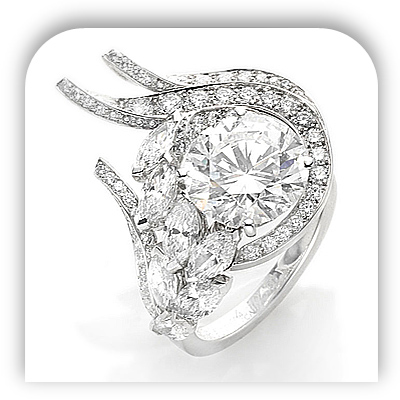 Unique Human Heart Diamond Engagement Ring