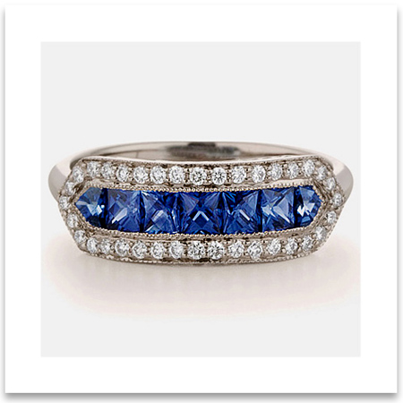 Vintage Sapphire and Diamond Wedding Ring